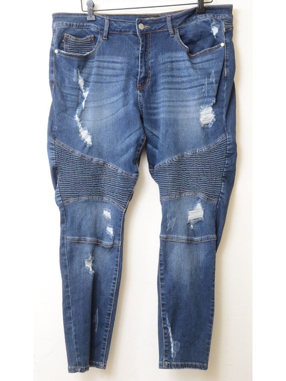 Judy Blue PLUS Size 18W Dark Wash Destructed Moto Style Skinny 5 Pocket Jeans